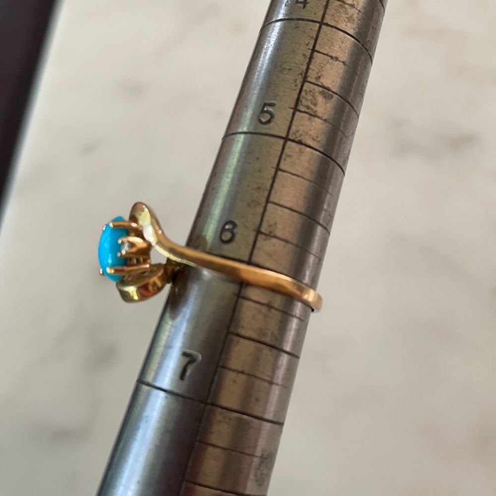 Vintage 14K Gold Native American Turquoise Ring - Picture 8 of 16